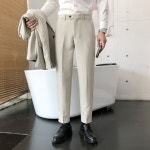가을 수트 슬랙스 남친룩 하객룩 슬림 정장 팬츠 단색 비즈니스 캐주얼 링클프리 바지 : 날개옷장