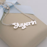 필기체 한글 영문 한자 이니셜 세례명이니셜 네임 플레이트 미아방지 목걸이 : 시로미