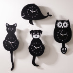 [본사직배] 국산 플라이토 블랙 애니멀 인테리어 무소음 디자인 귀여운 아날로그 추 벽시계 : 서문로쇼핑