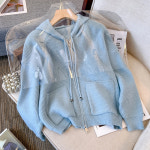 여름 큼직함 빅사이즈 여성의류 가게 겨울 가을 빅포켓 집업 후드 티셔츠 보온 스웨터 코트 : 직구아티스틱