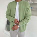 남자 캐시미어 라이크 라운드 가디건 오버핏 루즈핏 기본 하프 : 프롬엘