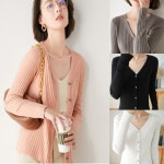 명품가디건 여성 골지니트 면 숏 얇은 사무실 병원 예쁜 가디건 LK-G9171 : cosmandy