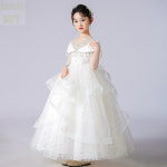 초등학생 숄드 포인트 롱 여아드레스 결혼식 화동 주니어드레스 연주회 콩쿨드레스 : 매니아바이