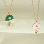 대우사 14K 18K 러블리한 유니크한 말라콰이트 자개 원석 버섯 목걸이 : 대우사