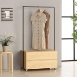 모던 드레스룸 이동식 우드 2단 서랍 행거 옷걸이 간편한 매장 : 워니S몰