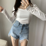 러블리 하트 스퀘어 스판 긴팔 티셔츠 : 반했쥬