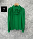 JS뉴욕 B12 실크 100 그린 카라 하이퀄리티 긴팔 블라우스 제이에스뉴욕 : 어썸뉴욕