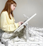 각도조절 다용도 베드테이블 높이조절  접이식 좌석테이블 베드트레이 (usb기능+미니등+미니팬+서랍+독서거치대) : 마레랑