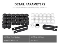 자동차 휠 매트 카펫 매트 카펫 매트 카펫 러그 너트 센터 커버 캡 및 제거 도구 20 개, 폭스바겐용, 폭스바겐 골프, 제타, 파사트, 아우디 A4... 