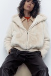 ZARA 자라 에코 퍼 후드 점퍼 크림 6318/228 : 해크니