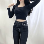 [허리쏙~딱예쁜핏!] 무디 스판 크롭티 (6color) : 예낭낭