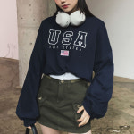 자수 카니즈 크롭맨투맨 숏 가을 겨울 쭈리 레터링 프린팅 라운드넥 밴딩 : 바이너리원