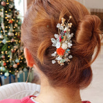 H596 왕비의꽃 비녀 빗핀 헤어장식 : 바이진주리본