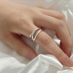 실버925 레이어드 크로스 오픈 링 : 필로체