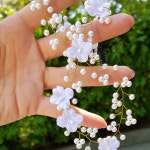 H474 플라워 포인트 헤어 리스 머리핀 : 바이진주리본