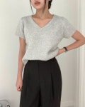 Mohair wool half knit 모헤어 울 브이넥 하프 반팔 니트 : 드브니르 Devenir