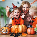 할로윈캠핑 할로윈캠 할로윈텐트꾸미기 할로윈유령 할로윈 호박 촛불 빛 오렌지 불꽃없는 촛대 램프 홈 파티 유령의 집 공포 소품 장식 어린이... 