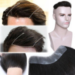 남자부분가발 앞머리 정수리 wig men 천연 인간의 머리 가발 현실적인 전면 헤어 라인 무료 슈퍼 테이프 v 루프 남자 가발 6  남성 가발 스킨 pu... 