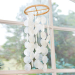 제주 천연 화이트 자개 원형 대나무 모빌 인테리어 소품 썬캐처 Suncatcher : 장고집잡화점