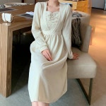 아이보리색 롱 원 피스 모임룩 데이트룩 단정한 0eB 청순 여성 스러운 이쁜 스퀘어 : 쇼핑 is back