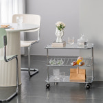 흰색 북유럽 중세 유리 작은 사이드 테이블 간단한 빨간색 이동식 소파 스틸 D 202 : 모여라샵