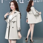 정장 칼라 자켓 슬림 여성 트렌치 코트 체크 하이넥 무늬 새로운 봄 가을 스포츠 용 재킷 더블 : 퀸직구
