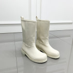 심플 라운드 둥근코 낮은굽 통넓은 하프 미들 통부츠 3cm : 라이크에스