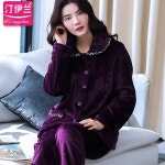 할머니잠옷 두꺼운 코랄 벨벳 잠옷 여성H5789중 및 노 : 퀸직구