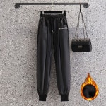 애니율 여성 가을 겨울 밴딩 배기 조거 가죽 바지 G1807 : 애니율