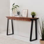 멀바우 원목 콘솔 우드 탁자 협탁 현관 복도 침실 넓은 보조 간이 책상 데스크 거실 침대 높은 다리 소파 나무 틈새 목재 철제 스틸 프레임... 