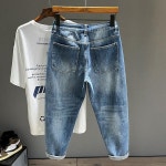 남자청바지 직수입 청바지New Men Jeans Classic Blue Ripped Hole Hip Hop reetwear Vintage Dilapidated Male Clothi : 리플렛