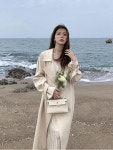 롱코트코디 데이트 여성 슬림 가을코트 깔끔한 봄가을코트 프렌치시크룩 대학생룩 출근패션 캐주얼한 간절기 키작녀 : 루트쓰리소싱