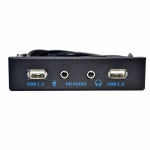 3.5 인치 9Pin 2 USB2.0 포트 허브 분배기 플로피 베이 HD 오디오 3.5mm 이어폰 잭 케이블이있는 PC 용 전면 패널 랙 : 미소미팔