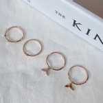 14k 고래 꼬리 물결 큐빅 반지 데일리 포인트 주얼리 로드골드 레이어드 금 18 케이 : 로드골드