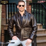 남성 빈티지 a2 가죽 라이더 자켓 미국 탑건 레트로 램스킨 플라이트 레더 D 146 : 모여라샵