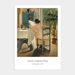 매일 나의 그림 홈카페 명화 인테리어 포스터 슬림우드 액자 A2 화이트 / 18번 라우리츠 아네르센 링 - 아침 식사 중에 : 멜팅스튜디오