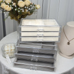 풀커버링 3단 아크릴 귀걸이 쥬얼리 목걸이 반지 악세사리 보석함 보관함 정리함 박스 함 : 더테크샵