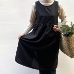 폴리 블랙 에이프론 보육교사 바리스타 원피스형 앞치마 : 오즈 인터내셔널