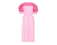 [GANNI] 여성 POPLIN VNECK 미디 드레스 F7361 397 Bubblegum pink (1748447) : 루플랫몰