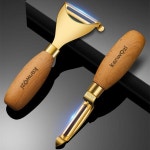 304 스테인레스 스틸 과일 필러 나무 손잡이 슬라이서 커터, 감자 당근 그레이터 야채 도구 주방 가제트 : Anymall