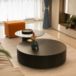 거실 소파 테이블 인테리어  작은 아파트 미니멀 라운드 커피 홈 라이트 럭셔리 이탈리아 현대 미니멀리스트 하이 엔드 유리 : 퍼니치드