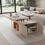 거실 리프트 업 테이블  의자 락 플레이트 접이식 식탁이있는 다기능 커피 이중 사용 조명 럭셔리 현대 가정용 소형 가구 : 퍼니치드