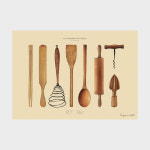 [Sergeant Paper] Suzanne dHulst - Les Ustensiles de Cuisine A3 서전트페이퍼 조리도구 드로잉 레스토랑 셰프 요리 그림 액자... 