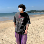 Pigment over speed racer half tee (unisex, black) : 오태기