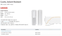 큐벳 4mL HRA-2725110 1팩 Ratiolab Solvent Resistant : 세진과학