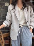 (55-77) FW 가을 겨울 데일리 기본 오버핏 핸드메이드 울 100% 자켓 코트 : 67무드