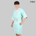 화이트 그린줄 사우나가운 골프가운 : SF패션