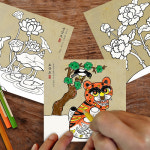 포켓미술관 민화 실버만들기 민화작품 9월만들기 꾸미기 놀이미술 : 몽동마트