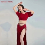벨리댄스복 밸리복 힙스카프 의상밸리 댄스 의상 세트 여성, 벨리 댄싱 크리스탈 코튼 탑 + : 브이아이피바잉코리아