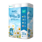모나리자 부자되는집 화이트 클래식 3겹 데코 두루마리 휴지 엠보싱 20m, 30롤, 1팩 : 동그라미티슈